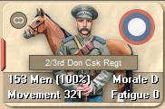 Left click on one of your Cossack unit's portraits and you should now see a red tab appear to the left side of the "unit card".