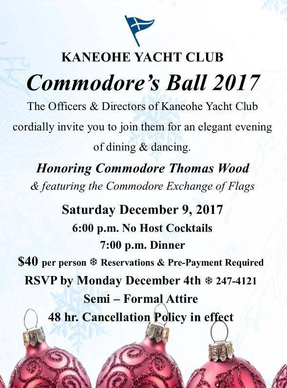 KYC is not the facility, it s not the slips, nor the longhouse, nor the bar. It is us, and we are it. Aloha. COMMODORE Tom Wood Merry Christmas KYC Members!