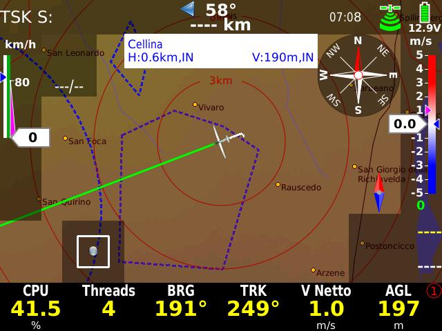 The wind calculation with the compass works exclusively in straight flight. The calculation is automatically started when the following conditions are fulfilled for at least 5 sec.