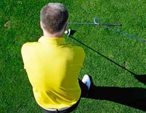 This drill helps you do this in two stages. The first tee peg angled into the back of the ball at about 4 o clock is a visual reference of the optimum approach angle.