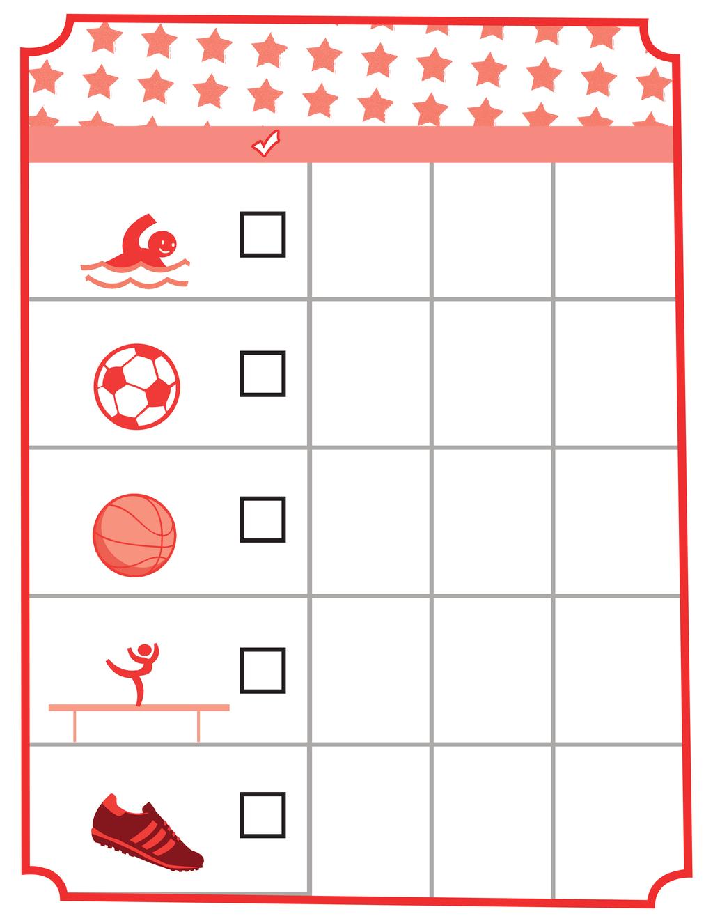 FAMILY OLYMPICS CHECKLIST Here's a checklist of fun outdoor activities your whole family can do this summer see how many you can do before the Olympics are over.