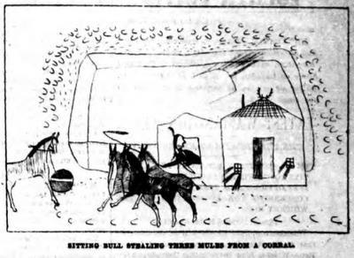 sitting bull pictograph facsimile, 1876 3. Sitting Bull steals three mules from some ranchman's corral.