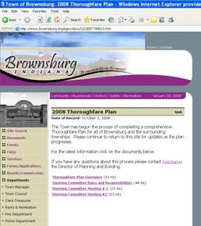 Comprehensive Plan The Town of Brownsburg s Comprehensive Plan was used as a starting point for the Thoroughfare Plan Update.
