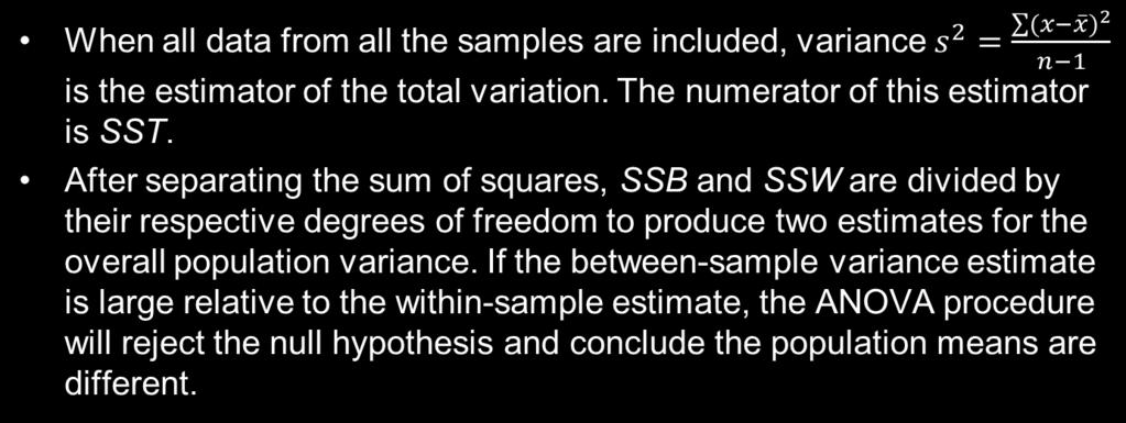 Partitioned Sum of Squares SST - Total sum of squares SSB