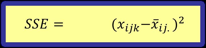 j= 1 k= 1 a i= 1 b j= 1 Sum of Squares Interaction: a b