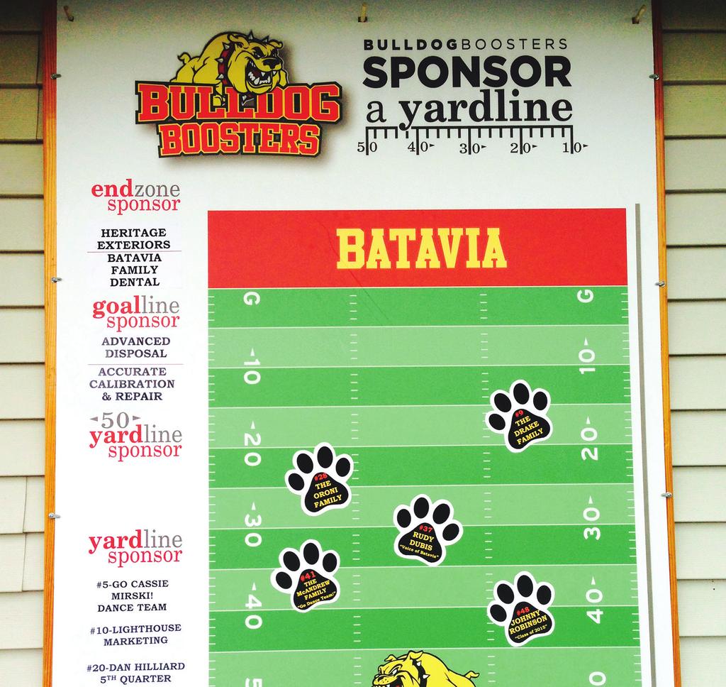SPONSOR a YARDLINE Announcement at Half Time Paw Print Path Gold Members ($225 value) Banner on Fence Be a part of
