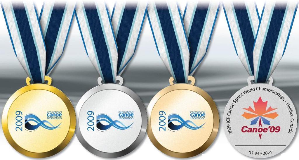 Side A: World Championships and World Cup medals must always show the ICF logo on the front side.