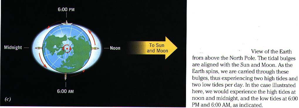 spread out depends on the differences in rate of acceleration. Similarly, the side of the earth nearest the moon gets pulled out harder than the side away from the moon relative to the earth itself.