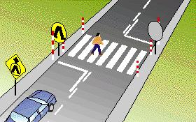 You should - (a) Slow down and sound your horn to hurry up the person. (b) Slow down or stop to avoid hitting the person.