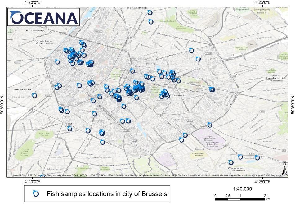 SEAFOOD FRAUD IN THE HEART OF EUROPE: 2015 TESTING IN BRUSSELS Oceana carried out DNA testing on 280 fish samples collected from major restaurants and EU institutions canteens in Brussels -