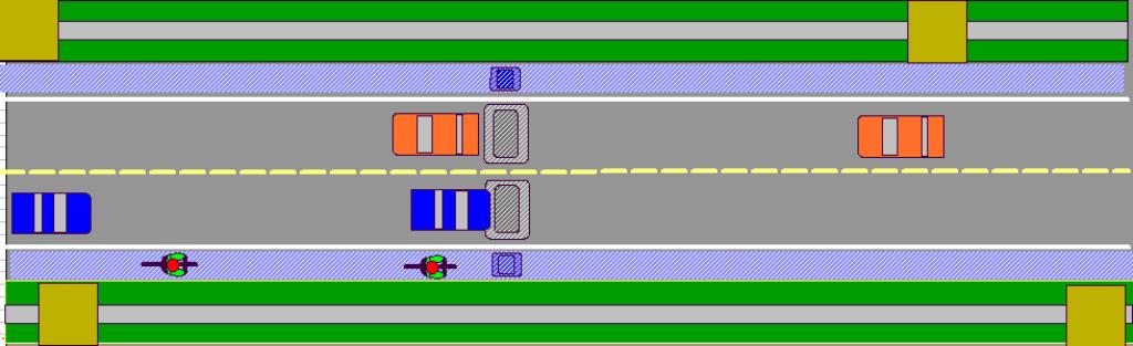 An Alternative Design The bike lanes are colorized, visually narrowing the road to motorists which causes them to slow the entire length of the road.