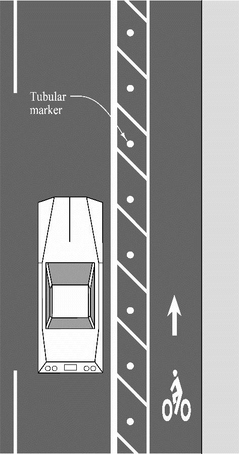 If the separated bicycle lane is parking protected, parking should be prohibited a minimum of 30 to 50 feet from the crosswalk of an intersection.