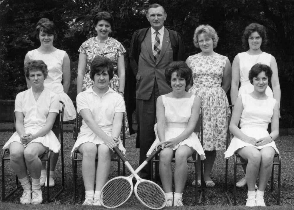 Sport 1960-61 Girls Tennis 1 st Team Back Row L-R: Mary Ellis, Mrs C.