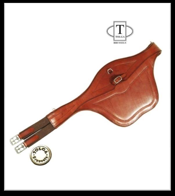 Belly Girth 002 Fine leather belly girth, double end triple folded elastics, adjustable martingale strap with three