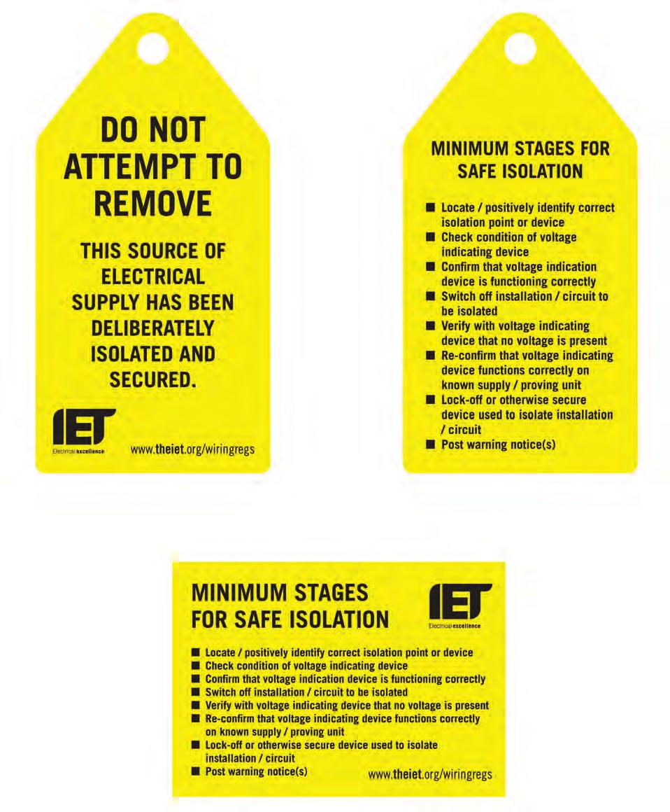 Annex 4 Double-sided safe isolation warning flag and sticker available free of charge from: