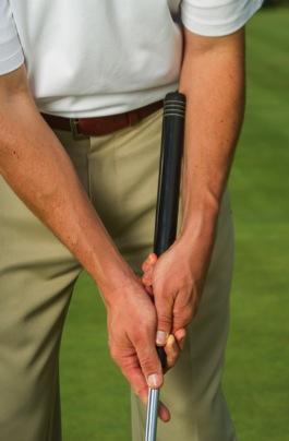 However, if the club or a gripping hand is intentionally held against the player s upper arm (above the elbow) or any other part of his body, the club is deemed to be anchored and a stroke made in