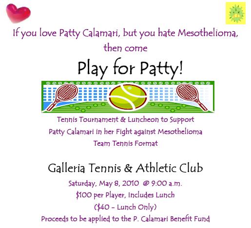 Memorial Day Tennis Memorial Day Men s and Ladies Doubles Play for Patty Monday, May 31 st 10:00am-12:00pm Come celebrate Memorial Day with us by playing some social men s and ladies doubles.
