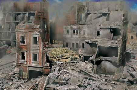 The Russians razed entire blocks before continuing their terrible assaults. Large calibre shells can completely destroy a roof or gut a building.