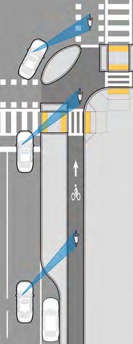 RIGHT TURNING MOTORIST YIELDS TO THROUGH BICYCLIST This scenario occurs when a through moving bicyclist arrives at the crossing prior to a turning motorist, who must stop or yield to the through