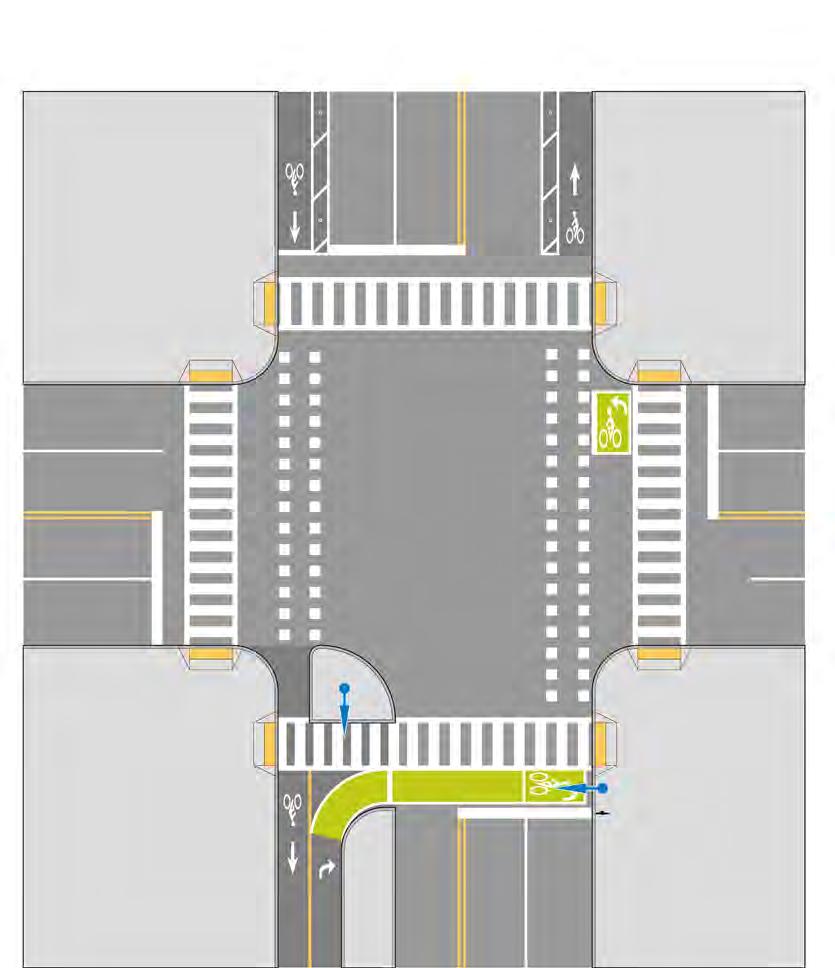 4.5 EXAMPLES OF TRANSITIONS BETWEEN BIKEWAY TYPES Transitions between separated bike lanes and other bikeways types will typically be required for all projects.