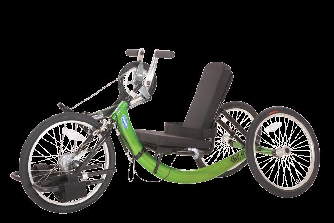 This extremely stable and maneuverable three-wheel handcycle is great fun for anyone who s between 38" to 60" tall.