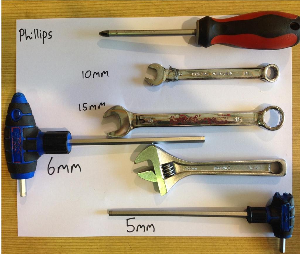 TOOLS REQUIRED for the ASSEMBLY - Phillips Screwdriver -