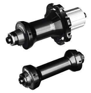 hubs for DP spokes 6 sealed cartridge bearings (2 F+4 R) Resistant Black anodized CNC braking surface Angular