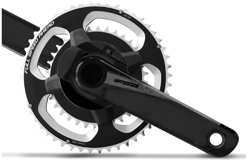 FSA POWERBOX CARBON Hollow carbon arms with UD carbon finish BB386EVO 30mm AL 7050 alloy spindle fits every frame (purchase BB separately) AL7075 100% CNC chainrings AL7075 Torx T-30 alloy chainring