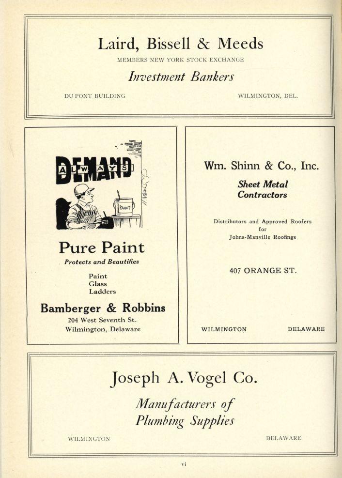 Laird, Bissell & Meeds MEMBERS NEW YORK STOCK EXCHANGE Investment Rankers DU PONT BUILDING WILMINGTON, DEL. Wm. Shinn & Co., Inc.