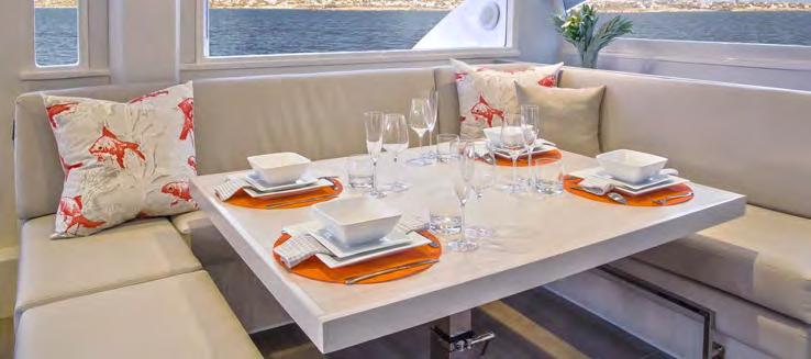 The open saloon and galley layout allows for a modern indoor outdoor lifestyle.