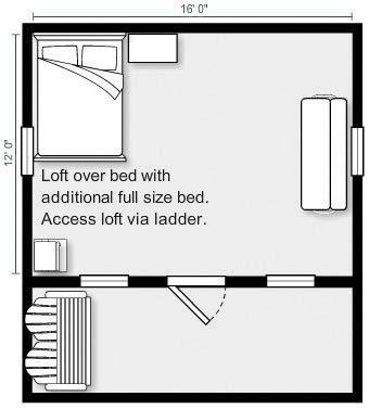 The upper level loft has a ladder to assist one to their great get-away, which includes one of the two full size beds.