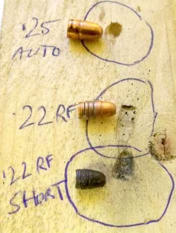 MINI FLARE KIT 43] The result of firing the.22 l.r.,.22 short and.25 ACP rounds of ammunition is shown in pic 11.