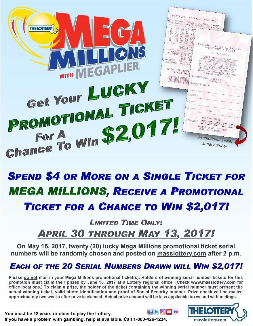 a promotional ticket for a chance to win $2,017.