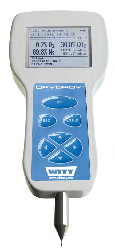 GAS ANALYSER OXYBABY 6.0 for or Cordless hand held oxygen or combined oxygen and carbon dioxide analyser for checking modified atmospheres in food packs.