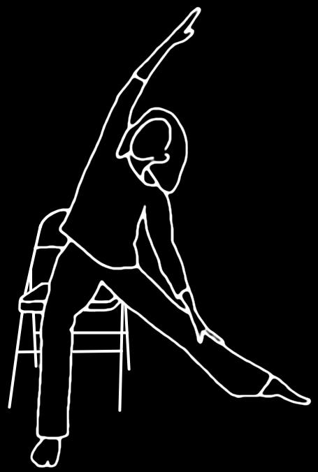 for Specific Yoga Poses Triangle Pose in Chair 1. Sitting in a chair, extend your right leg out to the side, turning the whole leg out 90 with the toes pointing to the side wall.