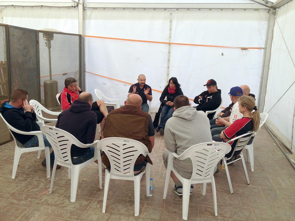 5 Fig. 6 Psychologist talking with parents of the young riders professionalism and behaviour of all the riders that have been here this weekend.