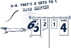 illustration of two players finishing a match The first player to win two sets wins the Match.