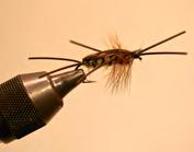 Continue to dub forward, but be sure to leave space for the following step. Step 8. Wrap the hackle forward. This should be 3 or 4 wraps.
