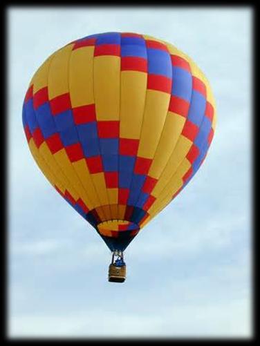 Buoyancy Applications: Hot Air Balloons As the air in the balloon is heated, it becomes less dense than the surrounding air. The buoyant force pushes the balloon up into the air.