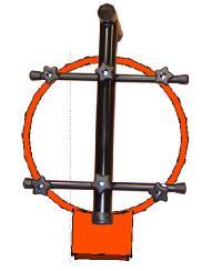 (Note: You may need to use a ladder for this step) Use the Rim Hooks and Knobs to securely fasten the VST-300 Rim Mounting Assembly to your Basketball Rim When finished