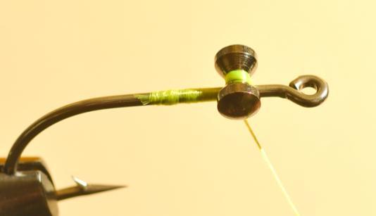 Clouser Recipe: Hook: Mustad 34007 Size #2 # 6 Thread: Chartreuse Flat A, prewaxed Eye: Black Machined