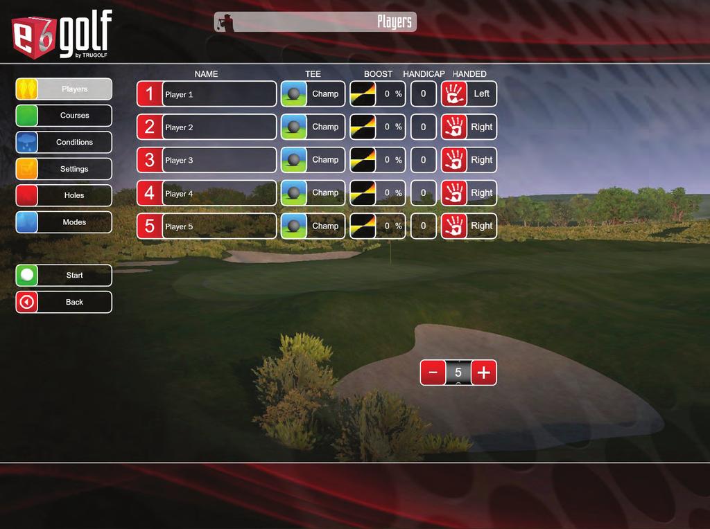 PLAY GOLF SCREEN: When you tap the Play Golf button, you will see this screen. You have complete control over your game.