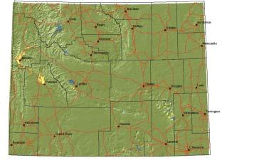 6 Map 2. Seasonal range on private lands for bighorn sheep in Wyoming.
