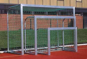 Mini goal net like item 1200-01 but with a mesh size of 45 mm. Colou: Mini goal net in approx. 2.3 mm high tenacity polypropylene, mesh-size 100 mm, incl. two 8 m long tie cords. Dimension: 1.90 m 1.
