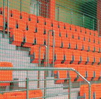 Safety & Stop nets 6.10 Flame-retardant safety nets These knotless nettings in different colours and with flame-retardant properties are an important new development in that respect.