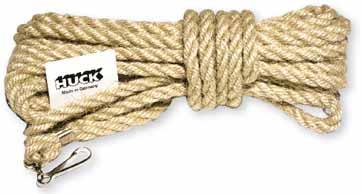281 Skipping rope in grey hemp, centre reinforced to 11 mm, with knots on the ends.