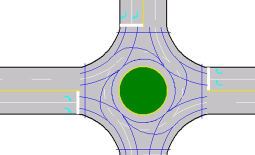 Roundabouts in Version 6 SimTraffic 6 and earlier versions of SimTraffic 7 (build 746 and earlier) had some limitations on roundabouts that prevented modeling these types of junctions.