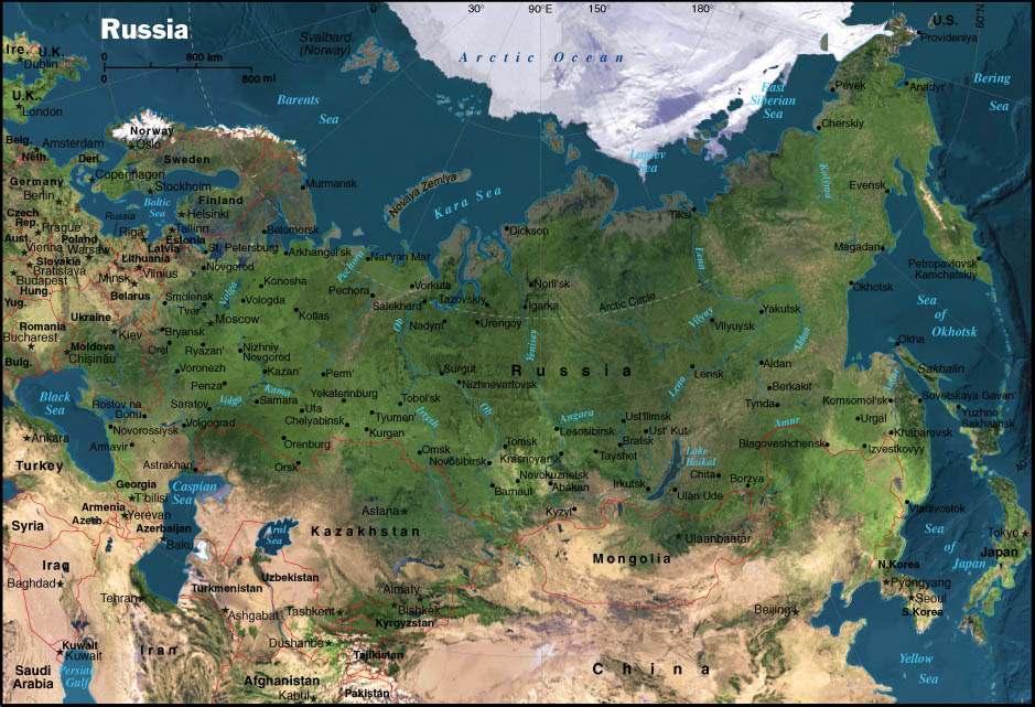 Russia is the largest country in the world with the total area 17 075 400 square kilometres (over 6.5 million square miles). The territory of Russia spans through 11 times zones.