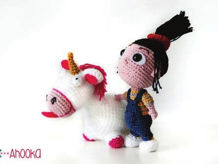 Lil Agnes Note : Fluffy unicorn (in the above picture) is made with a free pattern available on