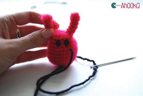 Customization ideas - Push the knot inside your amigurumi with your needle.